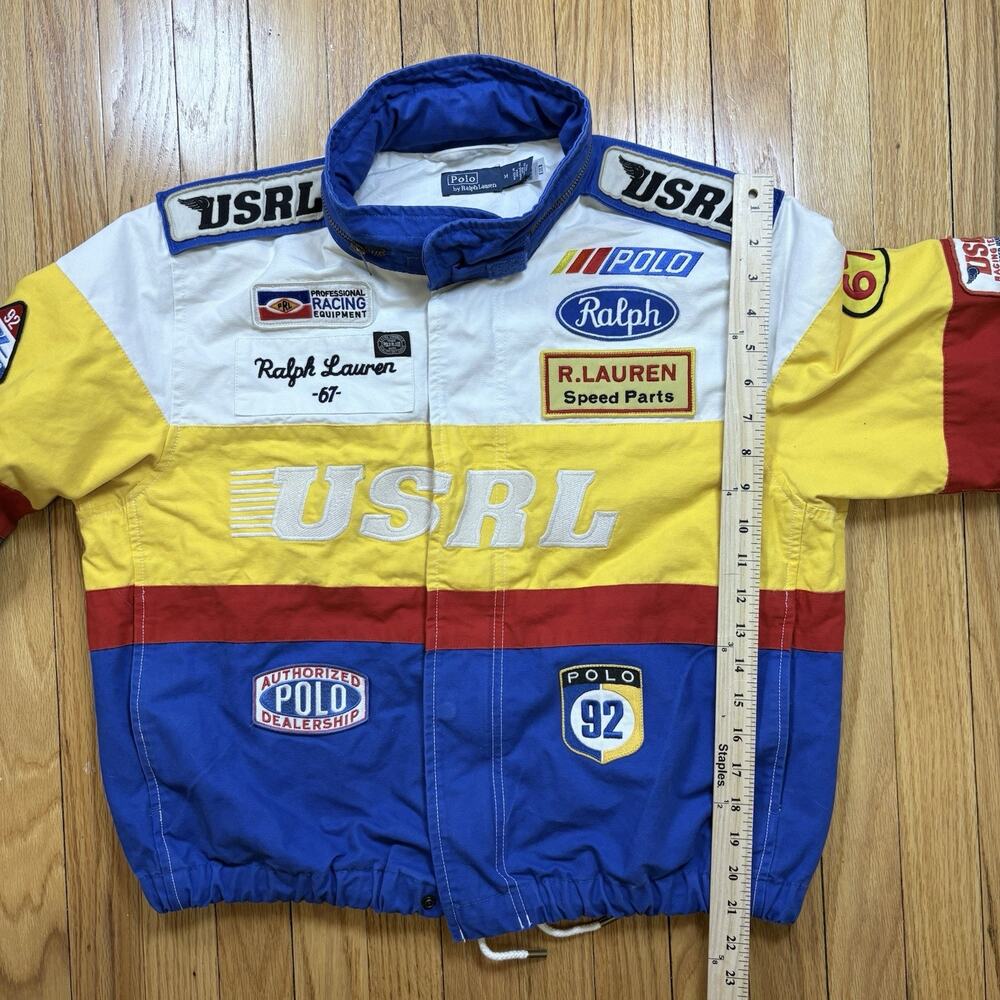 Polo Ralph Lauren USRL Racing NASCAR Canvas Bomber Jacket Size Medium Multicolor - Picture 7 of 15
